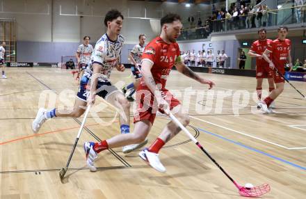IFL Floorball.  KAC gegen VSV.  Luca Wurmitzer  (KAC),  David Gredler  (VSV). Klagenfurt, am 10.1.2026.
Foto: Kuess
www.qspictures.net
---
pressefotos, pressefotografie, kuess, qs, qspictures, sport, bild, bilder, bilddatenbank