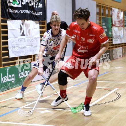 IFL Floorball.  KAC gegen VSV.  Christoph Platzer  (KAC), Rok Kopavnik  (VSV). Klagenfurt, am 10.1.2026.
Foto: Kuess
www.qspictures.net
---
pressefotos, pressefotografie, kuess, qs, qspictures, sport, bild, bilder, bilddatenbank