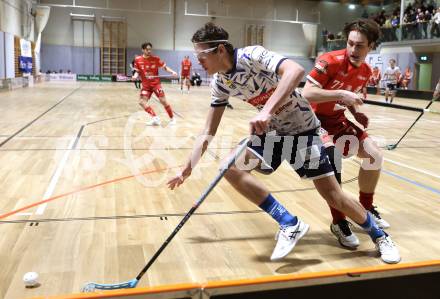 IFL Floorball.  KAC gegen VSV.  Christoph Platzerv (KAC), Leon Widnig   (VSV). Klagenfurt, am 10.1.2026.
Foto: Kuess
www.qspictures.net
---
pressefotos, pressefotografie, kuess, qs, qspictures, sport, bild, bilder, bilddatenbank