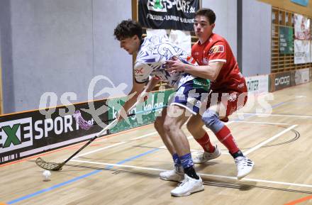 IFL Floorball.  KAC gegen VSV.  Alexander Apold (KAC), David Gredler   (VSV). Klagenfurt, am 10.1.2026.
Foto: Kuess
www.qspictures.net
---
pressefotos, pressefotografie, kuess, qs, qspictures, sport, bild, bilder, bilddatenbank
