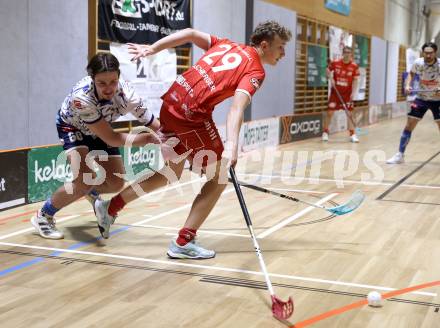 IFL Floorball.  KAC gegen VSV.  Sebastian Flaschberger  (KAC), Thomas Unterweger  (VSV). Klagenfurt, am 10.1.2026.
Foto: Kuess
www.qspictures.net
---
pressefotos, pressefotografie, kuess, qs, qspictures, sport, bild, bilder, bilddatenbank