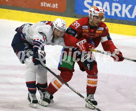 Eishockey ICE Bundesliga.  Winn2day ICE Hockey League. KAC gegen Hydro Fehervar AV 19.  Filip Simovic  (KAC),  Istvan Bartalis  (Fehervar). Klagenfurt, am 16.1.2026
Foto: Kuess
www.qspictures.net
---
pressefotos, pressefotografie, kuess, qs, qspictures, sport, bild, bilder, bilddatenbank