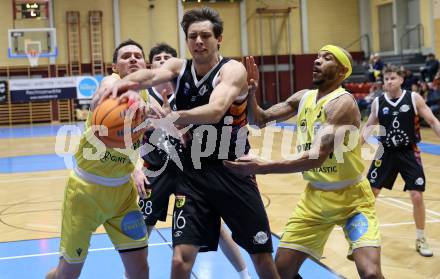 Basketball 2. Liga 2025/2026. Grunddurchgang 15. Runde.  Woerthersee Piraten gegen Vienna United. Jan-Arne Apschner, Shawn L. Ray   (Piraten),  Mathias Mailath-Pokorny (Vienna). Klagenfurt, am 24.1.2026
Foto: Kuess
---
pressefotos, pressefotografie, kuess, qs, qspictures, sport, bild, bilder, bilddatenbank