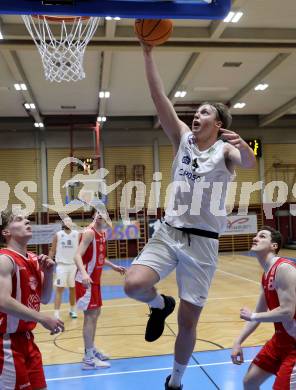 Basketball 2. Liga 2025/2026. Grunddurchgang 16. Runde.  KOS Celovec gegen Upper Austrian Ballers.  Samuel Seher  (KOS),   Klagenfurt, am 31.1.2026
Foto: Kuess
---
pressefotos, pressefotografie, kuess, qs, qspictures, sport, bild, bilder, bilddatenbank