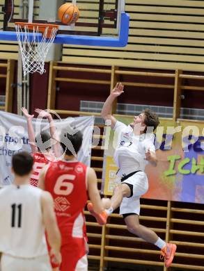 Basketball 2. Liga 2025/2026. Grunddurchgang 16. Runde.  KOS Celovec gegen Upper Austrian Ballers.  David Popp  (KOS),  Klagenfurt, am 31.1.2026
Foto: Kuess
---
pressefotos, pressefotografie, kuess, qs, qspictures, sport, bild, bilder, bilddatenbank