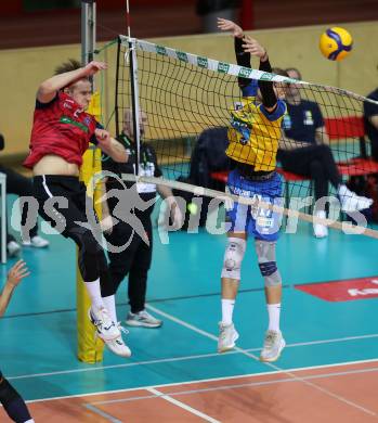 Volleyball.  Austrian Volley League Men.  VBK Kelag Woerther-See-Loewen Klagenfurt gegen SK Zadruga Aich/Dob.   David Marius PETSCHNIG (Woerthersee-Loewen), Jiri Srb  (Aich/Dob). Klagenfurt, am 31.1.2026.
Foto: Kuess
www.qspictures.net
---
pressefotos, pressefotografie, kuess, qs, qspictures, sport, bild, bilder, bilddatenbank