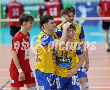 Volleyball.  Austrian Volley League Men.  VBK Kelag Woerther-See-Loewen Klagenfurt gegen SK Zadruga Aich/Dob. Jubel (Aich/Dob). Klagenfurt, am 31.1.2026.
Foto: Kuess
www.qspictures.net
---
pressefotos, pressefotografie, kuess, qs, qspictures, sport, bild, bilder, bilddatenbank