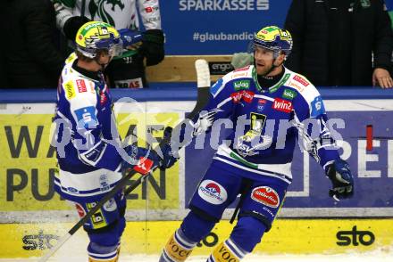 Eishockey ICE Bundesliga.  Winn2day ICE Hockey League. VSV gegen Olimpija Ljubljana.  Torjubel Philipp Lindner, Guus Van Nes  (VSV). Klagenfurt, am 1.2..2026
Foto: Kuess
www.qspictures.net
---
pressefotos, pressefotografie, kuess, qs, qspictures, sport, bild, bilder, bilddatenbank