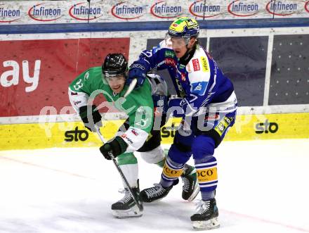 Eishockey ICE Bundesliga.  Winn2day ICE Hockey League. VSV gegen Olimpija Ljubljana. Philipp Lindner   (VSV),   Jaka Sodja  (Laibach). Klagenfurt, am 1.2..2026
Foto: Kuess
www.qspictures.net
---
pressefotos, pressefotografie, kuess, qs, qspictures, sport, bild, bilder, bilddatenbank