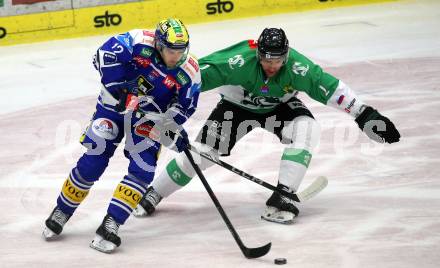 Eishockey ICE Bundesliga.  Winn2day ICE Hockey League. VSV gegen Olimpija Ljubljana.  Brett Budgell  (VSV),  Andrew MacWilliam  (Laibach). Klagenfurt, am 1.2..2026
Foto: Kuess
www.qspictures.net
---
pressefotos, pressefotografie, kuess, qs, qspictures, sport, bild, bilder, bilddatenbank