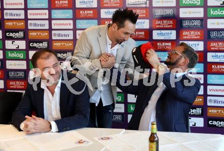 Fussball 2. Liga. Pressekonferenz AK Austria Klagenfurt.   Zeljko Karajica, Matthias Dollinger, Helmut Kaltenegger. Klagenfurt, am 6.2..2026
Foto: Kuess
www.qspictures.net
---
pressefotos, pressefotografie, kuess, qs, qspictures, sport, bild, bilder, bilddatenbank