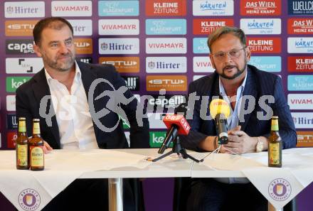 Fussball 2. Liga. Pressekonferenz AK Austria Klagenfurt.   Zeljko Karajica, Helmut Kaltenegger. Klagenfurt, am 6.2..2026
Foto: Kuess
www.qspictures.net
---
pressefotos, pressefotografie, kuess, qs, qspictures, sport, bild, bilder, bilddatenbank
