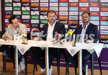 Fussball 2. Liga. Pressekonferenz AK Austria Klagenfurt.  Matthias Dollinger, Zeljko Karajica, Helmut Kaltenegger. Klagenfurt, am 6.2..2026
Foto: Kuess
www.qspictures.net
---
pressefotos, pressefotografie, kuess, qs, qspictures, sport, bild, bilder, bilddatenbank