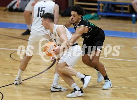 Basketball 2. Liga 2025/2026. Grunddurchgang 17. Runde.  KOS Celovec gegen Union Deutsch Wagram Alligators.  Jure Bavdek  (KOS), Obinna Ndukwe  (UDW Alligators). Klagenfurt, am 7.2.2026
Foto: Kuess
---
pressefotos, pressefotografie, kuess, qs, qspictures, sport, bild, bilder, bilddatenbank