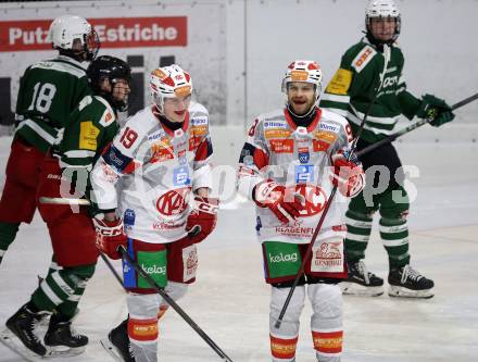 Eishockey Charity Spiel.  KAC gegen VST Adler Voelkermarkt.  Torjubel David Waschnig, Daniel Obersteiner (KAC),  Voelkermarkt, 14.2.2026.
Foto: Kuess
www.qspictures.net
---
pressefotos, pressefotografie, kuess, qs, qspictures, sport, bild, bilder, bilddatenbank