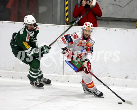 Eishockey Charity Spiel.  KAC gegen VST Adler Voelkermarkt.  Daniel Obersteiner (KAC),  Blantar Levi  (Voelkermarkt).
Voelkermarkt, 14.2.2026.
Foto: Kuess
www.qspictures.net
---
pressefotos, pressefotografie, kuess, qs, qspictures, sport, bild, bilder, bilddatenbank