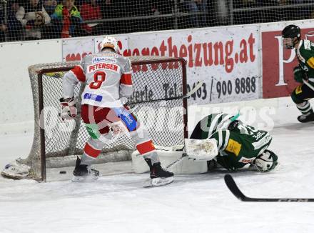 Eishockey Charity Spiel.  KAC gegen VST Adler Voelkermarkt. Nicholas Eric Petersen  (KAC),  Poppe Christian  (Voelkermarkt).
Voelkermarkt, 14.2.2026.
Foto: Kuess
www.qspictures.net
---
pressefotos, pressefotografie, kuess, qs, qspictures, sport, bild, bilder, bilddatenbank
