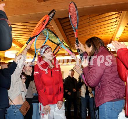 Snowboard. Empfang Silbermedaillengewinnerin bei Olympia Sabine Payer.  Sabine Payer, . Simonhoehe,  am 15.2.2026.
Foto: Kuess
www.qspictures.net
---
pressefotos, pressefotografie, kuess, qs, qspictures, sport, bild, bilder, bilddatenbank