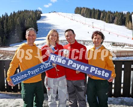 Snowboard. Empfang Silbermedaillengewinnerin bei Olympia Sabine Payer. Vater Werner Schoeffmann, Sabine Payer, Alex Payer, Mutter Ilse Schoeffmann. Simonhoehe,  am 15.2.2026.
Foto: Kuess
www.qspictures.net
---
pressefotos, pressefotografie, kuess, qs, qspictures, sport, bild, bilder, bilddatenbank