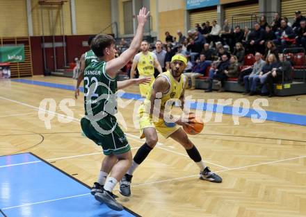 Basketball 2. Liga 2025/2026. Grunddurchgang 19. Runde.  Woerthersee Piraten gegen Dornbirn Lions.   Shawn L. Ray  (Piraten),  Lennox Lasinger (Dornbirn). Klagenfurt, am 21.2.2026
Foto: Kuess
---
pressefotos, pressefotografie, kuess, qs, qspictures, sport, bild, bilder, bilddatenbank
