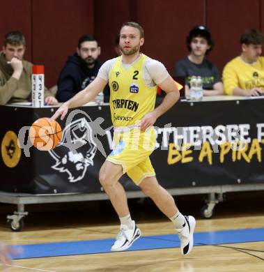 Basketball 2. Liga 2025/2026. Grunddurchgang 19. Runde.  Woerthersee Piraten gegen Dornbirn Lions.   Tim Huber (Piraten),  Klagenfurt, am 21.2.2026
Foto: Kuess
---
pressefotos, pressefotografie, kuess, qs, qspictures, sport, bild, bilder, bilddatenbank