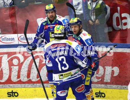 Eishockey ICE Bundesliga.  Winn2day ICE Hockey League. VSV gegen Pioneers Vorarlberg.   Torjubel Nick Hutchison, John Hughes, Adam Helewka  (VSV). Villach, am 22.2.2026.
Foto: Kuess
www.qspictures.net
---
pressefotos, pressefotografie, kuess, qs, qspictures, sport, bild, bilder, bilddatenbank