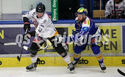Eishockey ICE Bundesliga.  Winn2day ICE Hockey League. VSV gegen Pioneers Vorarlberg.  Mark Katic   (VSV),   Aron Summer  (Vorarlberg). Villach, am 22.2.2026.
Foto: Kuess
www.qspictures.net
---
pressefotos, pressefotografie, kuess, qs, qspictures, sport, bild, bilder, bilddatenbank