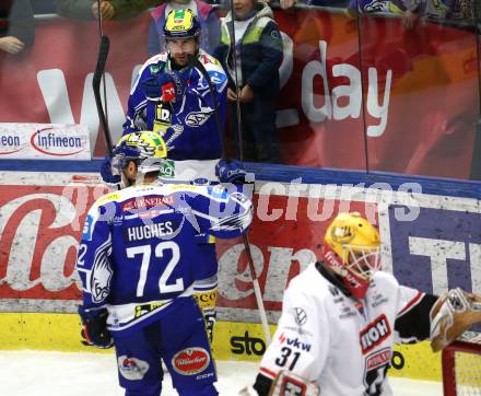 Eishockey ICE Bundesliga.  Winn2day ICE Hockey League. VSV gegen Pioneers Vorarlberg.   Torjubel Nick Hutchison, John Hughes  (VSV). Villach, am 22.2.2026.
Foto: Kuess
www.qspictures.net
---
pressefotos, pressefotografie, kuess, qs, qspictures, sport, bild, bilder, bilddatenbank