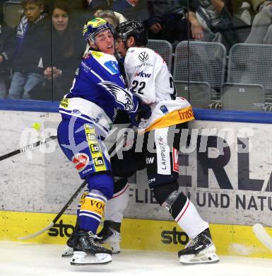 Eishockey ICE Bundesliga.  Winn2day ICE Hockey League. VSV gegen Pioneers Vorarlberg.   Kevin Hancock  (VSV),  Luca Erne   (Vorarlberg). Villach, am 22.2.2026.
Foto: Kuess
www.qspictures.net
---
pressefotos, pressefotografie, kuess, qs, qspictures, sport, bild, bilder, bilddatenbank