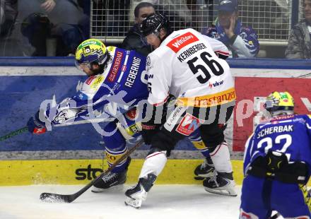 Eishockey ICE Bundesliga.  Winn2day ICE Hockey League. VSV gegen Pioneers Vorarlberg.   Maximilian Rebernig  (VSV),    Michael Kernberger (Vorarlberg). Villach, am 22.2.2026.
Foto: Kuess
www.qspictures.net
---
pressefotos, pressefotografie, kuess, qs, qspictures, sport, bild, bilder, bilddatenbank