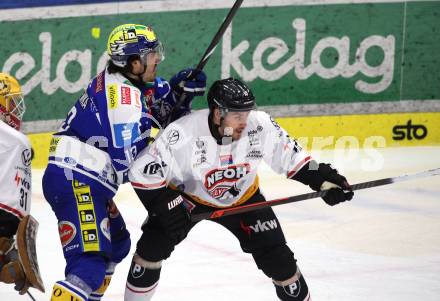 Eishockey ICE Bundesliga.  Winn2day ICE Hockey League. VSV gegen Pioneers Vorarlberg.  Adam Helewka   (VSV), Roni Allen    (Vorarlberg). Villach, am 22.2.2026.
Foto: Kuess
www.qspictures.net
---
pressefotos, pressefotografie, kuess, qs, qspictures, sport, bild, bilder, bilddatenbank