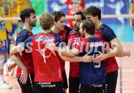 Volleyball.  Austrian Volley League Men.  VBK Kelag Woerther-See-Loewen Klagenfurt gegen SK Zadruga Aich/Dob.   Jubel  (Woerthersee-Loewen), Klagenfurt, am 31.1.2026.
Foto: Kuess
www.qspictures.net
---
pressefotos, pressefotografie, kuess, qs, qspictures, sport, bild, bilder, bilddatenbank