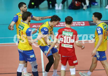 Volleyball.  Austrian Volley League Men.  VBK Kelag Woerther-See-Loewen Klagenfurt gegen SK Zadruga Aich/Dob.  Jubel  (Aich/Dob). Klagenfurt, am 31.1.2026.
Foto: Kuess
www.qspictures.net
---
pressefotos, pressefotografie, kuess, qs, qspictures, sport, bild, bilder, bilddatenbank