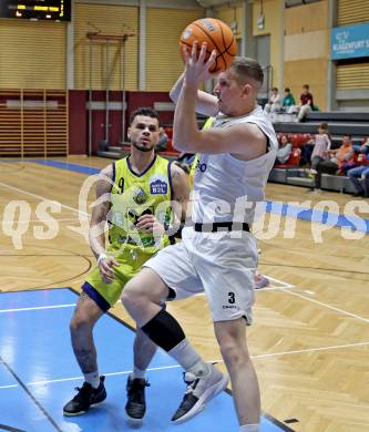 Basketball 2. Liga 2025/2026. Grunddurchgang 20. Runde.  KOS gegen Future Team Steiermark.  Jernej Andolsek Heine   (KOS),  Justin McCaw (Steiermark). Klagenfurt, am 28.2.2026
Foto: Kuess
---
pressefotos, pressefotografie, kuess, qs, qspictures, sport, bild, bilder, bilddatenbank