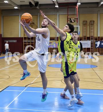 Basketball 2. Liga 2025/2026. Grunddurchgang 20. Runde.  KOS gegen Future Team Steiermark.  Veljko Dena  (KOS), Phillip Bliem  (Steiermark). Klagenfurt, am 28.2.2026
Foto: Kuess
---
pressefotos, pressefotografie, kuess, qs, qspictures, sport, bild, bilder, bilddatenbank