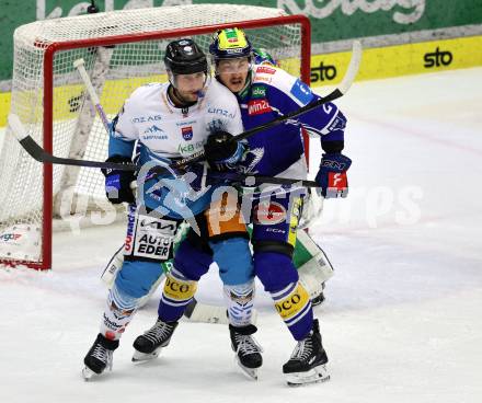 Eishockey ICE Bundesliga.  Winn2day ICE Hockey League. VSV gegen Black Wings Linz.  Dylan Macpherson   (VSV),  Julian Pusnik   (Linz). Villach, am 4.3.2026.
Foto: Kuess
www.qspictures.net
---
pressefotos, pressefotografie, kuess, qs, qspictures, sport, bild, bilder, bilddatenbank