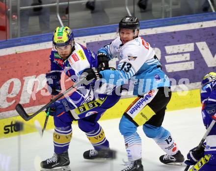 Eishockey ICE Bundesliga.  Winn2day ICE Hockey League. VSV gegen Black Wings Linz.   Maximilian Rebernig  (VSV),    Gerd Kragl  (Linz). Villach, am 4.3.2026.
Foto: Kuess
www.qspictures.net
---
pressefotos, pressefotografie, kuess, qs, qspictures, sport, bild, bilder, bilddatenbank