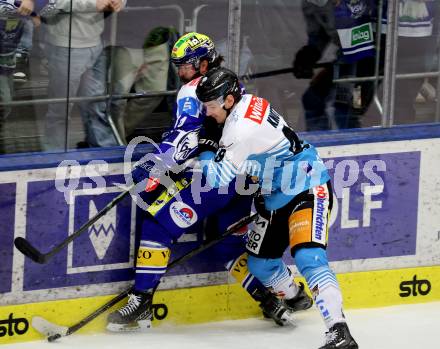 Eishockey ICE Bundesliga.  Winn2day ICE Hockey League. VSV gegen Black Wings Linz.   Joel Teasdale  (VSV),   Graham Knott  (Linz). Villach, am 4.3.2026.
Foto: Kuess
www.qspictures.net
---
pressefotos, pressefotografie, kuess, qs, qspictures, sport, bild, bilder, bilddatenbank