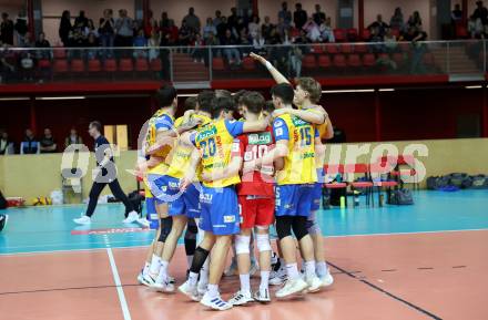 Volleyball.  Austrian Volley League Men.  VBK Kelag Woerther-See-Loewen Klagenfurt gegen SK Zadruga Aich/Dob.    Jubel  (Aich/Dob). Klagenfurt, am 7.3.2026.
Foto: Kuess
www.qspictures.net
---
pressefotos, pressefotografie, kuess, qs, qspictures, sport, bild, bilder, bilddatenbank