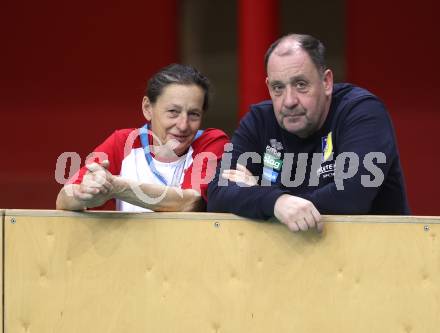 Volleyball.  Austrian Volley League Men.  VBK Kelag Woerther-See-Loewen Klagenfurt gegen SK Zadruga Aich/Dob.   Karin Fr&Atilde;&frac14;hbauer (Woerthersee-Loewen),  Martin Micheu  (Aich/Dob). Klagenfurt, am 7.3.2026.
Foto: Kuess
www.qspictures.net
---
pressefotos, pressefotografie, kuess, qs, qspictures, sport, bild, bilder, bilddatenbank