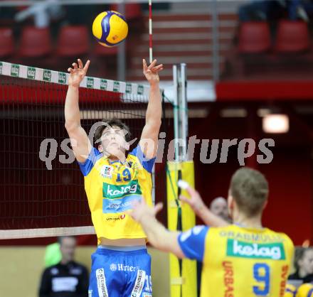 Volleyball.  Austrian Volley League Men.  VBK Kelag Woerther-See-Loewen Klagenfurt gegen SK Zadruga Aich/Dob.    Lukas Micheu  (Aich/Dob). Klagenfurt, am 7.3.2026.
Foto: Kuess
www.qspictures.net
---
pressefotos, pressefotografie, kuess, qs, qspictures, sport, bild, bilder, bilddatenbank