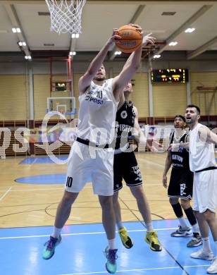 Basketball 2. Liga 2025/2026. Grunddurchgang 21. Runde.  KOS gegen Woerthersee Piraten.    Veljko Dena (KOS), Jan-Arne Apschner  (Piraten). Klagenfurt, am 8.3.2026
Foto: Kuess
---
pressefotos, pressefotografie, kuess, qs, qspictures, sport, bild, bilder, bilddatenbank