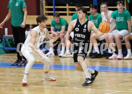 Basketball 2. Liga 2025/2026. Grunddurchgang 21. Runde.  KOS gegen Woerthersee Piraten.    Simon Siencnik (KOS), Elias Podany  (Piraten). Klagenfurt, am 8.3.2026
Foto: Kuess
---
pressefotos, pressefotografie, kuess, qs, qspictures, sport, bild, bilder, bilddatenbank