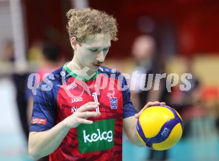 Volleyball.  Austrian Volley League Men.  VBK Kelag Woerther-See-Loewen Klagenfurt gegen SK Zadruga Aich/Dob.  Elias Holzinger  (Woerthersee-Loewen). Klagenfurt, am 7.3.2026.
Foto: Kuess
www.qspictures.net
---
pressefotos, pressefotografie, kuess, qs, qspictures, sport, bild, bilder, bilddatenbank