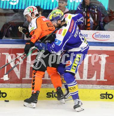 Eishockey ICE Bundesliga.  Winn2day ICE Hockey League. VSV gegen Graz99ers.  Maximilian Rebernig   (VSV),   Frank Hora (Graz). Villach, am 12.3.2026..
Foto: Kuess
www.qspictures.net
---
pressefotos, pressefotografie, kuess, qs, qspictures, sport, bild, bilder, bilddatenbank