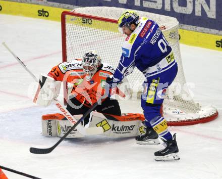 Eishockey ICE Bundesliga.  Winn2day ICE Hockey League. VSV gegen Graz99ers.   Nick Hutchison  (VSV),  Maxime Lagace  (Graz). Villach, am 12.3.2026..
Foto: Kuess
www.qspictures.net
---
pressefotos, pressefotografie, kuess, qs, qspictures, sport, bild, bilder, bilddatenbank