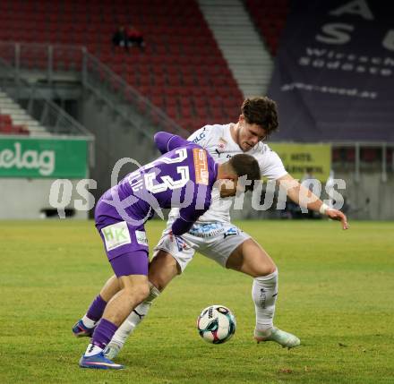 Fussball 2. Liga. SK Austria Klagenfurt gegen FAC Wien.   Dino Delic, (Klagenfurt),  Noah Bitsche    (FAC Wien).  Klagenfurt, 13.3.2026.
Foto: Kuess
www.qspictures.net
---
pressefotos, pressefotografie, kuess, qs, qspictures, sport, bild, bilder, bilddatenbank