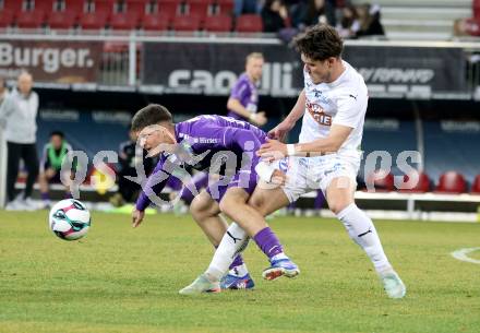 Fussball 2. Liga. SK Austria Klagenfurt gegen FAC Wien.   Dino Delic, (Klagenfurt),  Noah Bitsche   (FAC Wien).  Klagenfurt, 13.3.2026.
Foto: Kuess
www.qspictures.net
---
pressefotos, pressefotografie, kuess, qs, qspictures, sport, bild, bilder, bilddatenbank