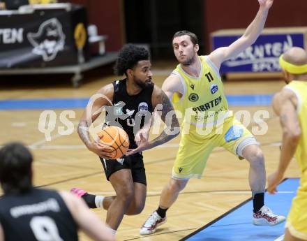 Basketball 2. Liga 2025/2026. Grunddurchgang 22. Runde.   Woerthersee Piraten gegen RAIDERS Tirol.  Andreas Nuck  (Piraten), Justin Charles Andrew  (Tirol). Klagenfurt, am 14.3.2026
Foto: Kuess
---
pressefotos, pressefotografie, kuess, qs, qspictures, sport, bild, bilder, bilddatenbank