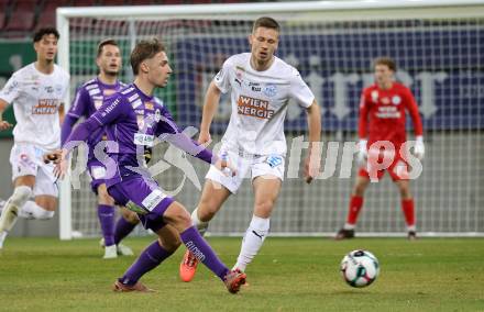 Fussball 2. Liga. SK Austria Klagenfurt gegen FAC Wien. Sebastian Pschernig (Klagenfurt),  Alex Sobczyk   (FAC). Klagenfurt, 13.3.2026.
Foto: Kuess
www.qspictures.net
---
pressefotos, pressefotografie, kuess, qs, qspictures, sport, bild, bilder, bilddatenbank